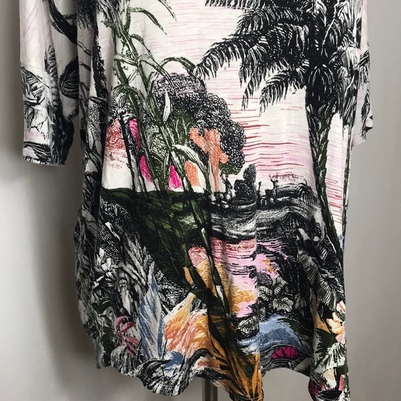 🌻 3/25 🌻 NWOT CJ Banks Paradise Palms Blouse - Picture 2 of 7